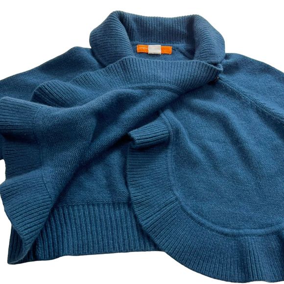 Cynthia Steffe Women 100% Cashmere Ruffle Trim Crop Cardigan Sweater Drk Teal, M - Picture 5 of 15